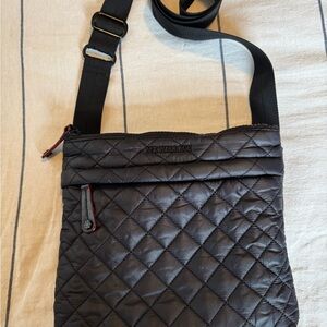 MZ Wallace Black Quilted Flat Metro Crossbody Bag